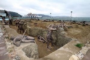 A Scene From The World War With Real-Size Statues in Eceabat, Turkey