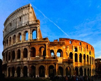 Roman artwork depicted by Colosseum