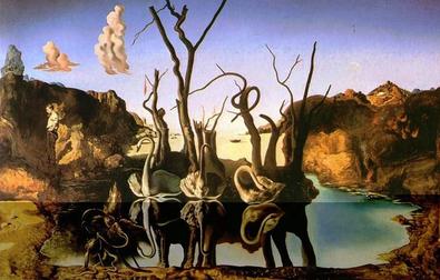 Swans Reflecting Elephants painting by salvador dali