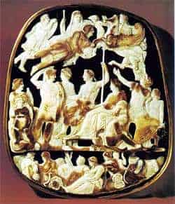 Roman artwork depicted by The Great Cameo of France