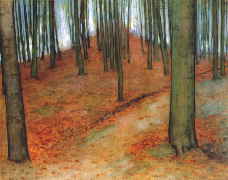 wood with beech trees by piet mondrian 